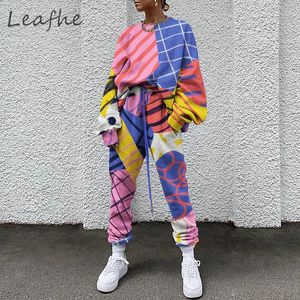 Tops + Lange Hosen Sport Anzug Winter Sets Für Frauen Casual Mode Taschen Harajuku Pullover Weibliche Streetwear Sweatshirt Outfit Y1229