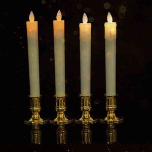4 шт., светодиодная свеча, качающаяся пламенная колонна, свеча с подсвечником для украшения дома, свадьбы, рождественского декора, на батарейках