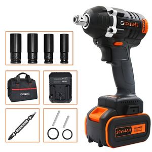 GOXAWEE 20V Brushless Cordless Electric Wrench Impact Driver Socket Wrench 4000mAh Battery Hand Drill Installation Power Tools Y200323