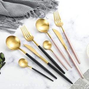 Högkvalitativ sliver guld dinnerware rostfritt stål bestick gaffelskedar kniv för daglig användning eller resor grossist LX2202