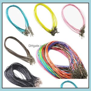 Cord & Wire Jewelry Findings Components 10Pcs/Lot 1.5 Mm Leather Chains Necklace Bracelet Pendant Charms With Lobster Clasp Diy String Neckl