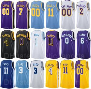 Printed 75th Anniversary Basketball Wayne Ellington Jersey 2 Russell Westbrook 0 Carmelo 7 Talen Horton-Tucker 5 Malik Monk 11 LeBron James Marc Gasol Men Kids Women