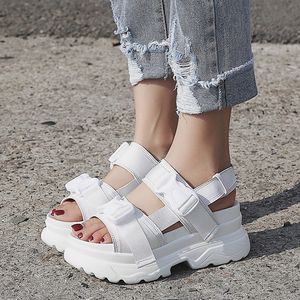 LazySeal Summer Women Sandals Buckle Design Black White Platform Sandals Comfortable Women Thick Sole Beach Shoes 393M