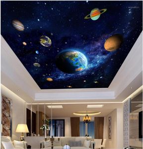 3d ceiling murals wall paper picture Blue planet space painting decor photo 3d wall murals wallpaper for living room walls 3 d1