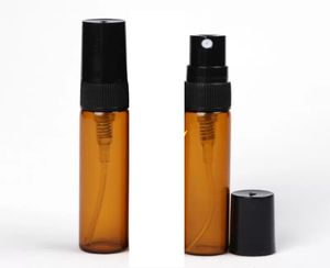 2022 NEW 5ML Amber Glass Spray bottle 5ML brown Emtpy Refillable Perfume bottles black Plastic cap