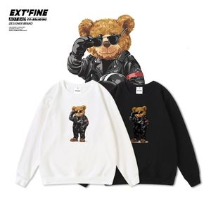 Extfine 100% algodão homens motociclista urso suéter enorme digital impressão homens camisolas moletom com capuz hiphop de alta qualidade 201020