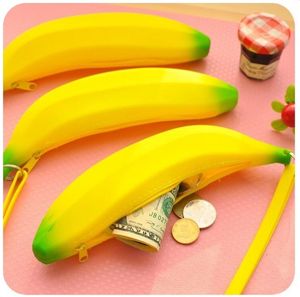 Silicone Banana small purse Banana coin Pencil Case Wallet bag purse bag key Keychain Cosmetic Jewelry Gifts Waterproof