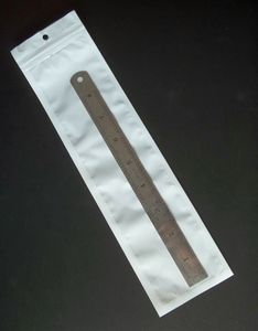 100 st/Lot 7.5*29 cm vit klar plast blixtlås självförsegling detaljhandelsförpackningsväska, ziplock hänghål halsband lagring paket påsar