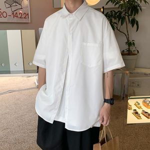 Men's Casual Shirts High Quality Basic Short Sleeve For Mens 2021 Summer Fashion Oversized Streetwear Teen Loose Fit Button Up Blouse Clothe