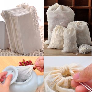Wholesale Hot Sale Portable 100pc 8x10cm Cotton Muslin Reusable Drawstring Bags Packing Bath Soap Herbs Filter Tea