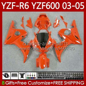 Kit de corpo para Yamaha YZF-R6 YZF600 YZF R6 600cc Todas Orange 2003-2005 Cowling 95No.225 YZF R 6 YZFR6 03 04 05 Bodywork YZF-600 600 CC 2003 2004 2005