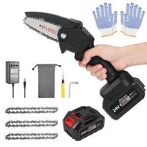 Pruning Tools Small Chainsaw One Hand Pruning Saw Cordless Electric Portable Battery Powered Chain With Protect Flip Bezel Led Light For Tree Branch Wood Cutting
