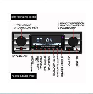 Autoradio d'epoca moderna lettore MP3 Bluetooth AUX auto d'epoca stereo telecomando 225p