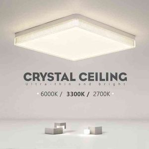 Crystal Taklampor Square Natural Light Fixtures Inomhusbelysning Modern Dekorativa LED -taklampor för vardagsrum Sovrum W220307