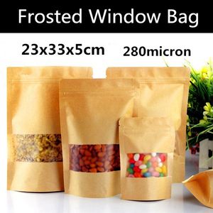 50pcs x33 centímetros micron Grande Paper Matt Janela Zip Bag Spice Pó Dry Alimentos Cereais Packaging