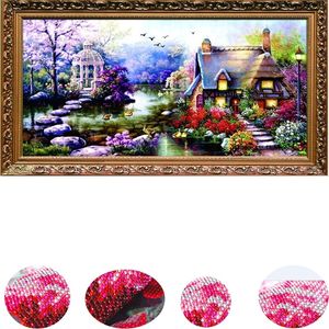 5D Diamant Mosaic Landscapes Garden Lodge Crystal Diamond Painting Cross Stitch Kits Diamanter Broderi Hem Dekoration Git 201202