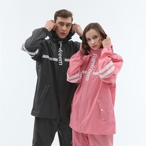 Rainfreem Pongee Raincoat Suit Impermeable Women/Men Motorcycle Poncho Hiking Rain Gear 201202