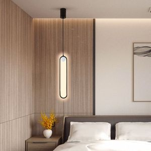 Aydınlatma Arka Planları toptan satış-Nordic Style Basit Modern Led Kolye Lambaları Yatak Odası Başucu Işıkları Demir Sanat Oturma Odası Arka Plan Duvar Asma Lamba Khyp