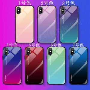 Tempered Glass Telefon Fodral för iPhone xs Max XR X s Plus Case Gradient Färg Soft TPU Back Cover DHL