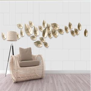 3D simples alívio tridimensional folha dourada Papéis de parede decorativos de parede do fundo da pintura 3D estereoscópico wallpaper