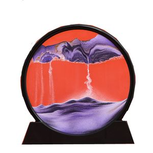 Nyhetsartiklar 7Inch Hourglas 3D Art Målning Moving Sand Art Bild Rund Glas Sandscape i rörelse Display Flödande ram Heminredning