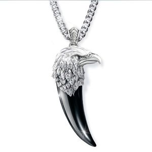 Hot Selling Mens Black Onyx Pendant Fashion Smycken Silver Aagle Animal Necklace PN0106 för kvinnor