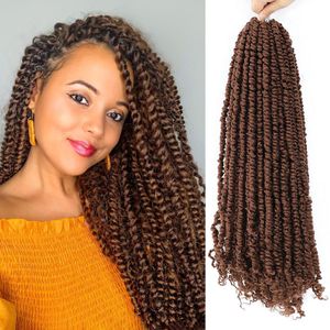 LANs de paix￣o pr￩-torcida cabelos de tor￧￣o de 24 polegadas Paix￣o pr￩-loopada Tor￧￣o de croch￪ Braids Bohemian Twist Twist Sint￩tico Rodando Extens￵es de Cabelo LS01