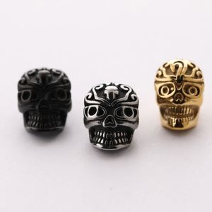 Homens mulheres diy jóias 12.5 * 8.5mm prata de aço inoxidável crânio metal cordão encantos