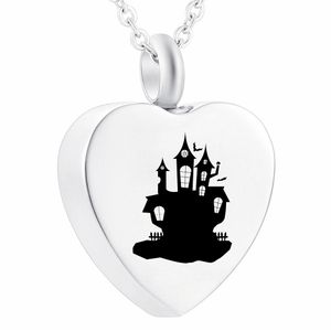 Stainless Steel Heart Pendant Halloween Night of Horror Memorial Cremation Ashes Jewelry With Fill Kit Velvet Bag