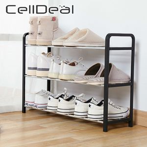 Celldeal متعدد الطبقات رف الأحذية diy أحذية التخزين الجرف الألومنيوم المعادن الدائمة حذاء الرفاعة غرفة المعيشة المنظم الملحقات 201030