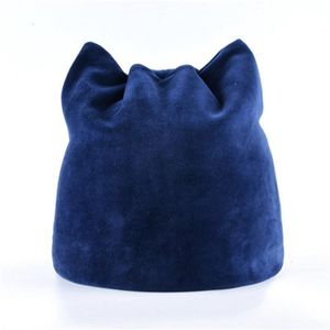 Fashion Woman Winter Hats Flannel Skullies Cat Ear Plus Velvet Thick Double Layer Warm Beanie Caps Girls Cute Fluff Knit Cap