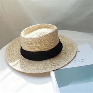 여자를위한 자연 짚 여름 해변 모자 태양 보트 모자 Y200714
