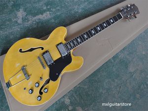Заводская настраиваемая электрическая гитара желтого тела с 2 пикапами, палисандр, пальцем для грими, оборудования Chrome, предлагается настроен на заказ