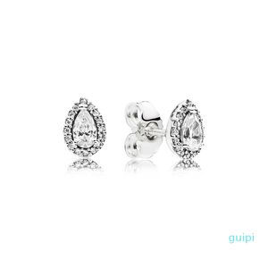 CZ Diamond Stud Kolczyki dla Kobiet Luksusowa Biżuteria Z Pudełkiem Dla 925 Sterling Silver Tear Drop Wedding Earring Set