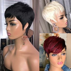 Wholesale hair direct wigs for sale - Group buy Short Pixie Cut Straight Hair Wig Peruvian Remy Human Hair Wigs For Black Women Glueless Machine Made Wigfactory direct