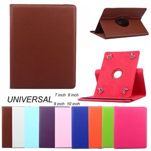 Uniwersalny obrót 360 stopni PU Skórzany Stojak Tabletka Pokrywa Pokrywa dla 7 8 9 10 calowa Ochronna Solid Color Wall Flip Case