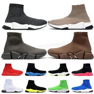 2022 Designer Mens sock Casual Skor Plattform Kvinnor Kvinnor Sneakers Speed ​​Runner Trainer 1 Trippel Svart Vit Klassisk Med Lace Jogging Walking Outdoor Fly Boot M33