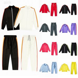 Herrkvinnor Designer Tracksuits sportkläder Sweatshirt kostym Jacka vit färg rand sida band retro casual högkvalitativ väsentlig