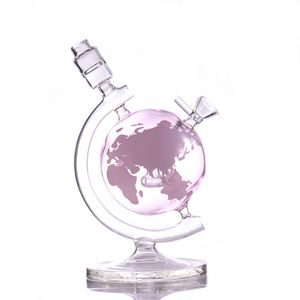 Hookahs Pink water pipes 7.3IN Recycler bubbler Earth bong with glass bowl Dab Rig