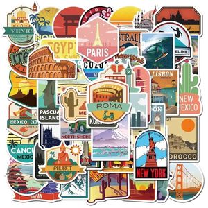 10/50 pcs viagem cidade paisagem dos desenhos animados graffiti adesivo diy skate de motocicleta mala de caderno à prova d 'água adesivo decalques carro