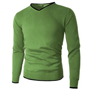 M-5XL Män Tröjor Pullover Spring Cotton V-Neck Solid Slim Sweater Jumpers Höst Man Knitwear Man Plus Size Simple Style 220105