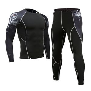 Mäns Gym Kläder Jogging Suit Compression MMA RashGard Male Long Johns Winter Thermal Underkläder Sports kostym Varumärke Kläder LJ201125