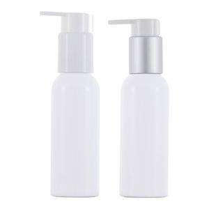 Empty Plastic Bottle White Round Shoulder PET Bring Card Buckle Lotion Press Pump Lucifugal Portable Refillable Cosmetic Packaging Container 100ml