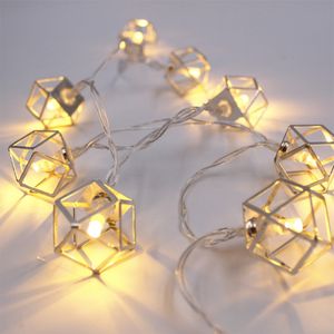LED Polihedron Light String Christmas Decoration Light String-1.5 M10LED Battery Box Ciepłe Białe Kulki Wedding Decor