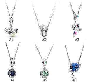 Gioielli firmati Collana in argento 925 Ciondolo a forma di cuore Pandora Firefly Future Dream Crayon Collana amore Collane Charms stile europeo Perline Murano