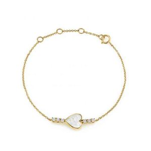 Gemnel 925 sterling argento gioielli 14k oro cuore madreperla braccialetto di diamanti per le donne