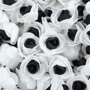 500pcs 3cm Mini Double color Artificial Pe Foam Rose Flower Heads For Wedding Party Decoration Handmade Fake Flowers Ball Craft 201222