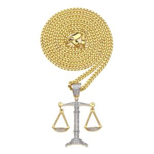 charm Cuban Link Chain Necklaces Pendantfor men women Iced Out Zircon Balance Libra Scale Silver Gold Copper Material Mens Hip hop Pendant With