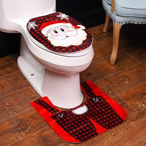 Christmas Toilet Lid Cover Decoration Santa Snowman Elf Deer Bathroom Mat New Year Xmas Living Ornament JK2011PH