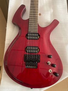 Custom Shop Fly Mojo Transparent Cherry Red Electric Guitar Tremolo Bridge Svart Hårdvara Kina Gitarrer